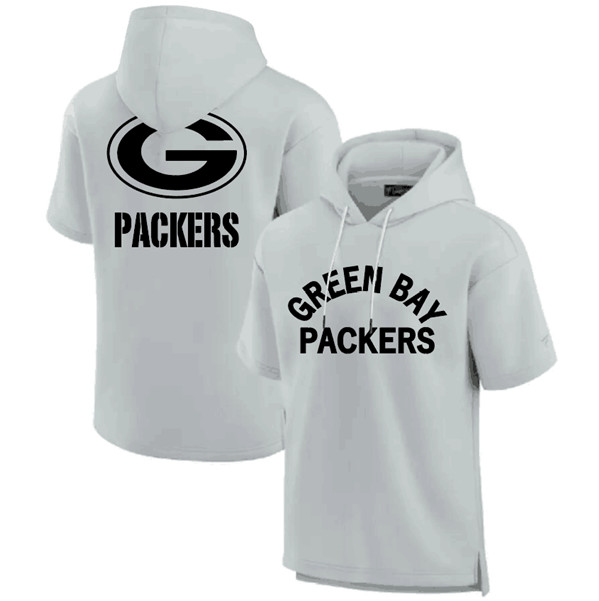 Men's Green Bay Packers Gray Super Soft Fleece Short Sleeve Hoodie